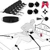SMD Tough Measures, Full Bed Restraint Set With Cross Strap, Wrist & Ankle Cuffs, Feather Tickler & Blindfold, Black