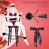 SMD Tough Measures, Full Bed Restraint Set With Cross Strap, Wrist & Ankle Cuffs, Feather Tickler & Blindfold, Black