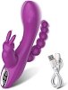 SMD Trinity Pro, 3-in-1 Rabbit G-Spot Vibrator With Anal Beads, 10 Vibration Modes, 21cm, Purple