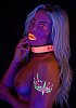 Taboom Glow In The Dark Collar & Chain Leash, Φωσφοριζέ BDSM Κολάρο & Λουρί, Pink
