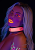 Taboom Glow In The Dark Collar & Chain Leash, Φωσφοριζέ BDSM Κολάρο & Λουρί, Pink