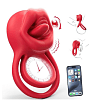 SMD Tongue Ring APP, 2-in-1 Vibrating Cockring with Clitoral Stimulator, Δαχτυλίδι Πέους & Κλειτορίδας Δονούμενο με APP, Pink