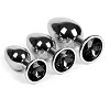 SMD Analyzer Triple Butt Plug Set, Πρωκτική Σφήνα Σετ των 3 (Small / Medium / Large ), Silver / Black Diamond