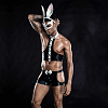 SMD Bunnie Servant, Rabbit Cosplay Leather Outfit & Mask, Black