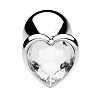 SMD Butt Plug, Πρωκτική Σφήνα S 7cm, Silver / White Heart
