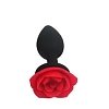 SMD Rose Butt Plug, Πρωκτική Σφήνα από Σιλικόνη με βάση Τριαντάφυλλο S 7cm, Black / Red Rose