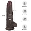 Lovetoy Sliding Skin Pro II, Dual Layer Realistic Dildo 21.6cm, Black