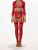 SMD Santa’s Secret, Christmas Fishnet Lingerie Set, Χριστουγεννιάτικο Διχτυωτό Σετ Εσωρούχων με Μακριά Μανίκια, Red / White