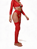 SMD Santa’s Secret, Christmas Fishnet Lingerie Set, Χριστουγεννιάτικο Διχτυωτό Σετ Εσωρούχων με Μακριά Μανίκια, Red / White
