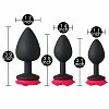 SMD Analyzer Rose Triple, Butt Plug Set, Πρωκτική Σφήνα από Σιλικόνη Σετ των 3 (S / M / L ), Βlack / Red Rose