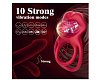 SMD Double Tongue, Vibrating Double Penis Ring, Δονούμενο Διπλό Δαχτυλίδι Πέους με Γλώσσα, 10 Δονήσεις, Silicone, Red