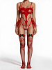 SMD Mistletoe Kiss, Christmas Cut-Out Teddy, Χριστουγεννιάτικο Διχτυωτό Κορμάκι με Ανοίγματα και Βολάν, Red