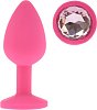 SMD Diamond Silicone Butt plug, Πρωκτική Σφήνα Σιλικόνης, 7cm, Pink/Silver