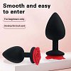 SMD Rose Butt Plug, Πρωκτική Σφήνα από Σιλικόνη με βάση Τριαντάφυλλο S 7cm, Black / Red Rose